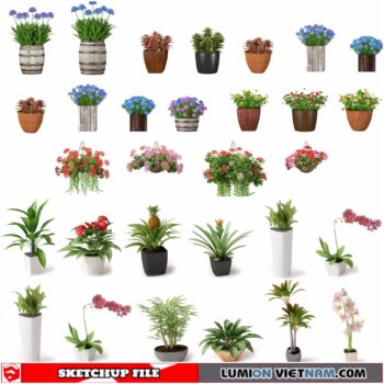 3d Pot Flowers Sketchup Models - Free Download