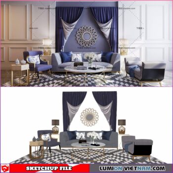 CLASSIC LIVING ROOM SET [SKETCHUP MODEL- FREE DOWNLOAD]