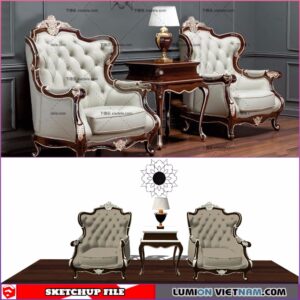 CLASSIC LIVING ROOM SET [SKETCHUP MODEL- FREE DOWNLOAD]