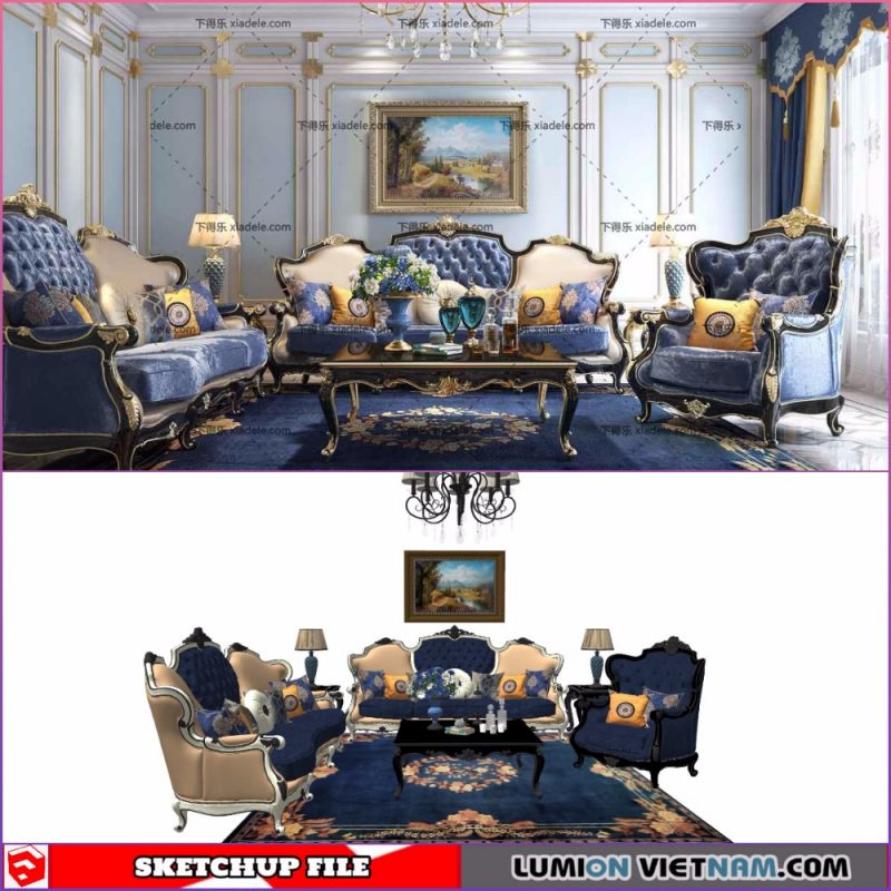 CLASSIC LIVING ROOM SET [SKETCHUP MODEL- FREE DOWNLOAD]