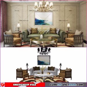CLASSIC LIVING ROOM SET [SKETCHUP MODEL- FREE DOWNLOAD]