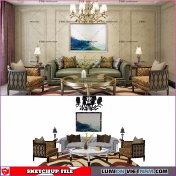 CLASSIC LIVING ROOM SET [SKETCHUP MODEL- FREE DOWNLOAD]