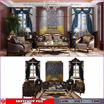 CLASSIC LIVING ROOM SET [SKETCHUP MODEL- FREE DOWNLOAD]