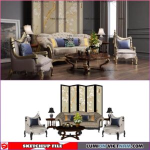 CLASSIC LIVING ROOM SET [SKETCHUP MODEL- FREE DOWNLOAD]