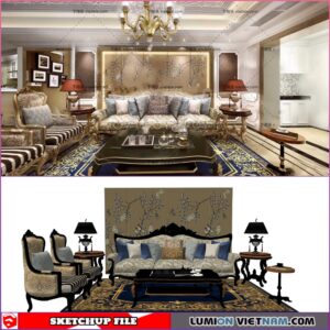 CLASSIC LIVING ROOM SET [SKETCHUP MODEL- FREE DOWNLOAD]