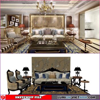 CLASSIC LIVING ROOM SET [SKETCHUP MODEL- FREE DOWNLOAD]