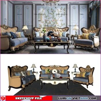 CLASSIC LIVING ROOM SET [SKETCHUP MODEL- FREE DOWNLOAD]