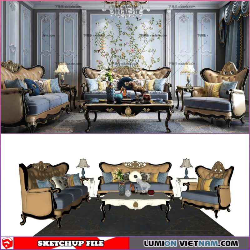 CLASSIC LIVING ROOM SET [SKETCHUP MODEL- FREE DOWNLOAD]