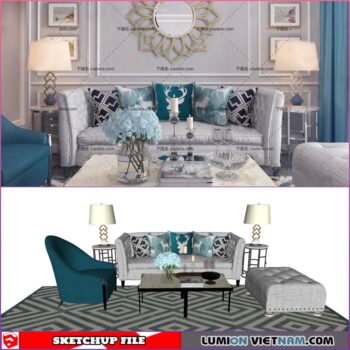 CLASSIC LIVING ROOM SET [SKETCHUP MODEL- FREE DOWNLOAD]