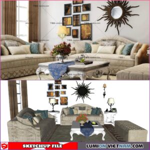 CLASSIC LIVING ROOM SET [SKETCHUP MODEL- FREE DOWNLOAD]