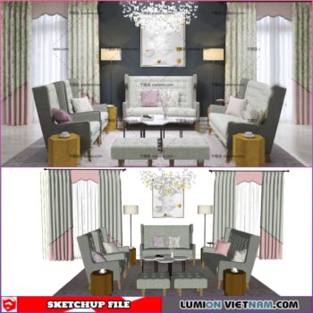 CLASSIC LIVING ROOM SET [SKETCHUP MODEL- FREE DOWNLOAD]