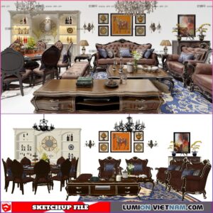 CLASSIC LIVING ROOM SET [SKETCHUP MODEL- FREE DOWNLOAD]