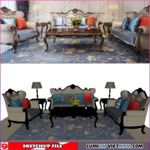 CLASSIC LIVING ROOM SET [SKETCHUP MODEL- FREE DOWNLOAD]