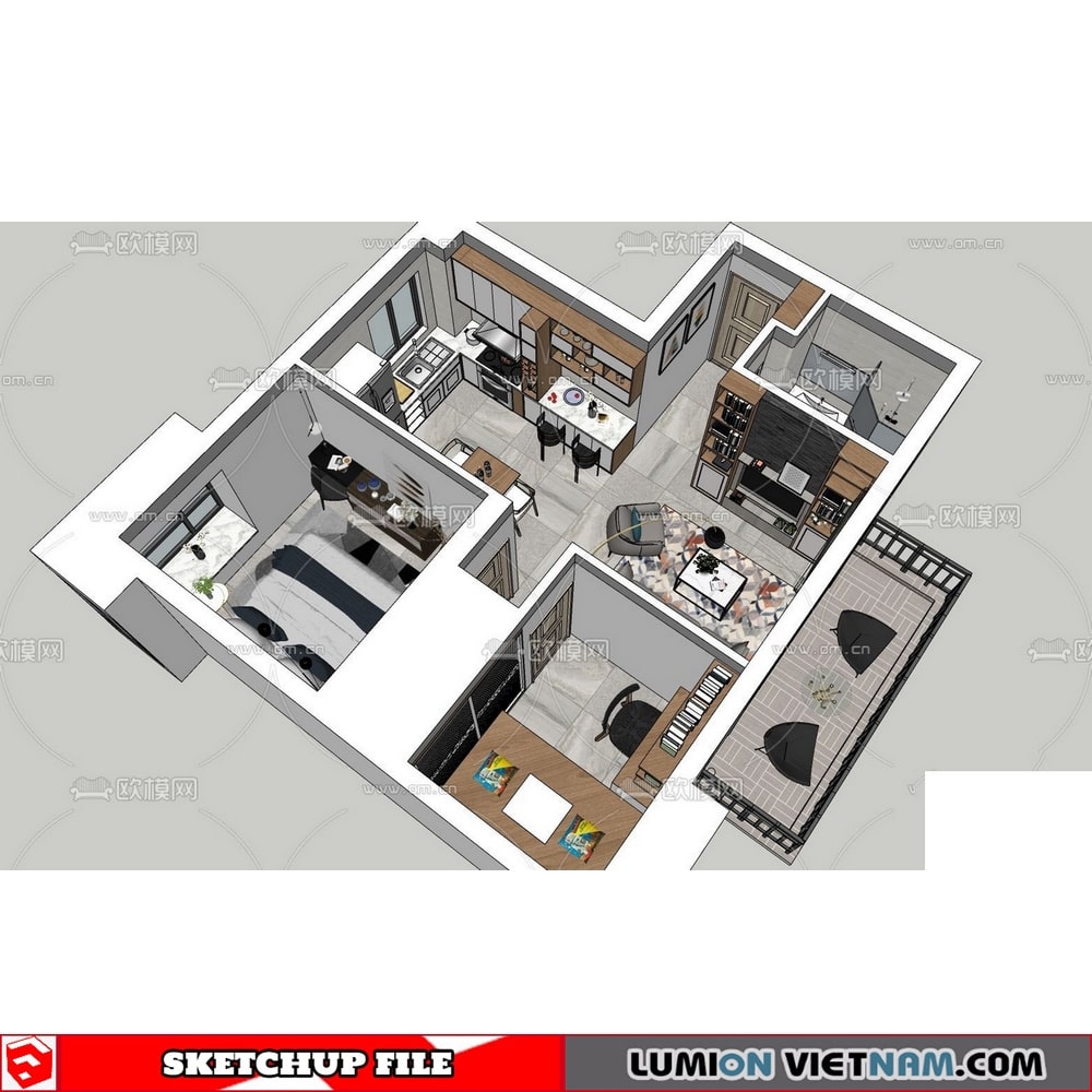 Apartment 11 sketchup model free download-min