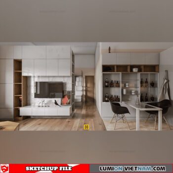 Livingroom - Sketchup Interior Scene By Hoan Tran
