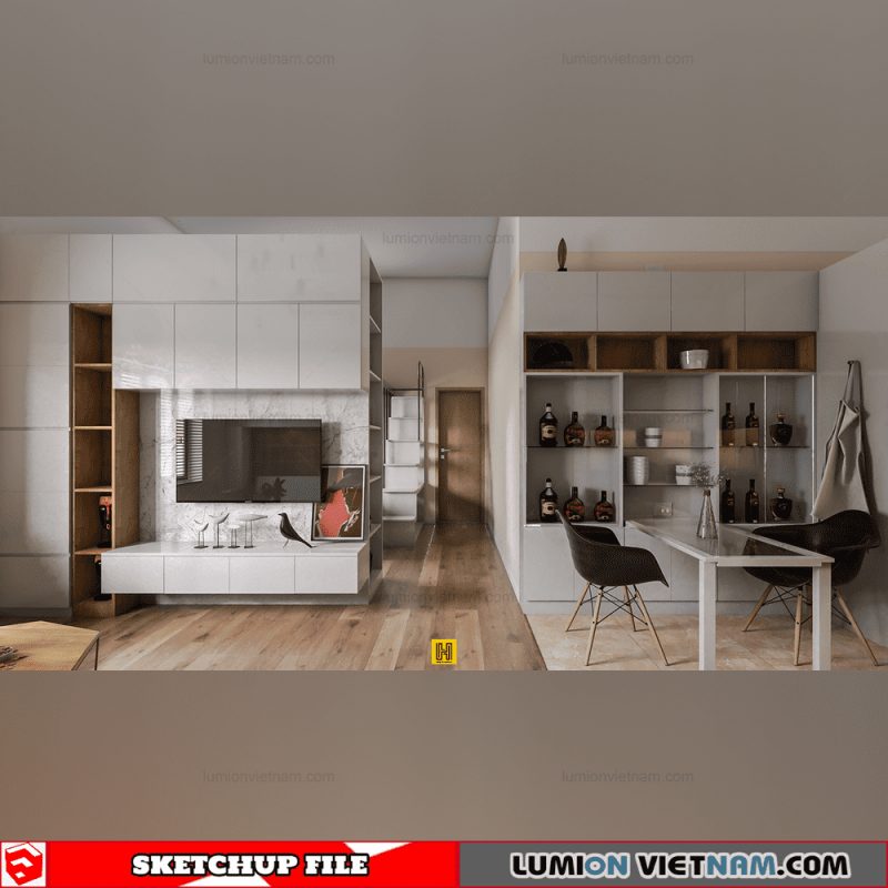Livingroom - Sketchup Interior Scene By Hoan Tran