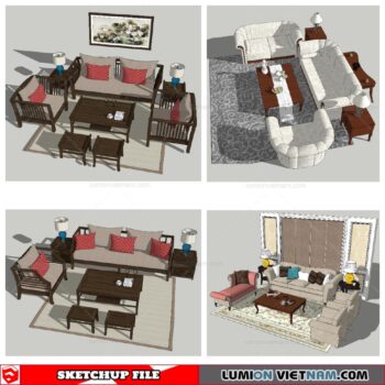 Classic Sofa Set - Sketchup Models By NhaTay