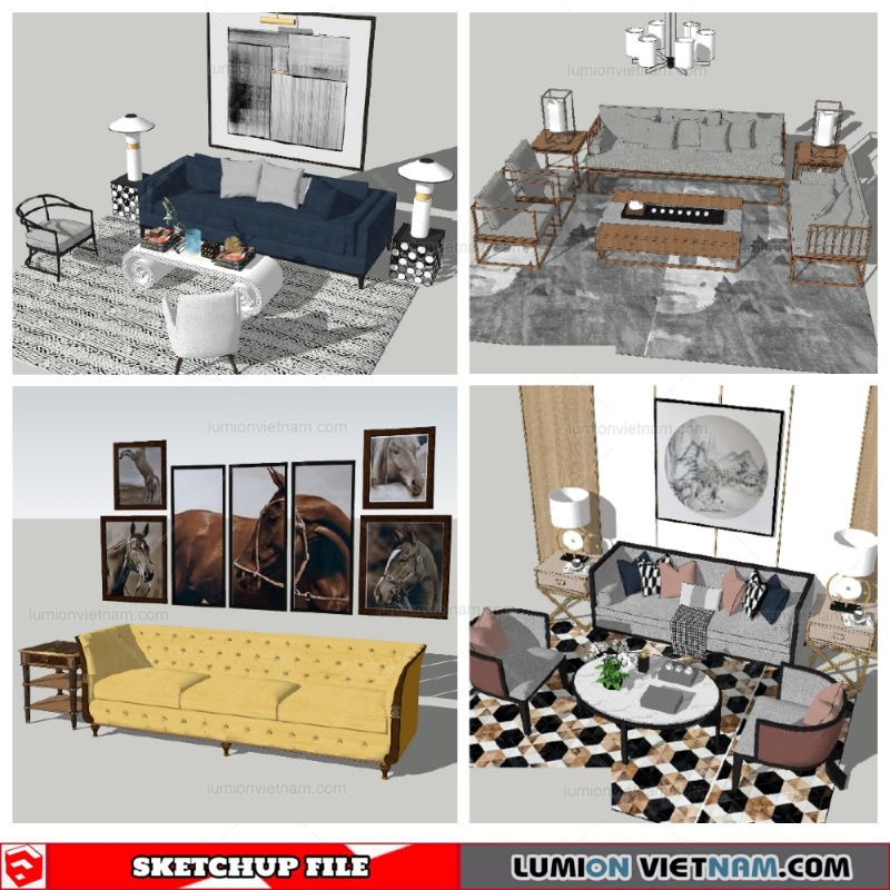 Classic Sofa Set - Sketchup Models By NhaTay