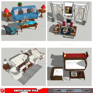Classic Sofa Set - Sketchup Models By NhaTay