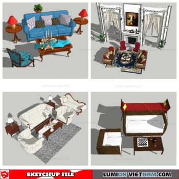 Classic Sofa Set - Sketchup Models By NhaTay