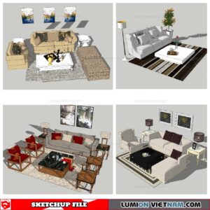 Classic Sofa Set - Sketchup Models By NhaTay