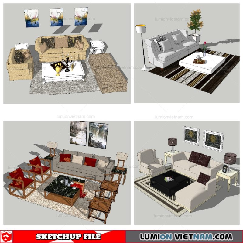 Classic Sofa Set - Sketchup Models By NhaTay