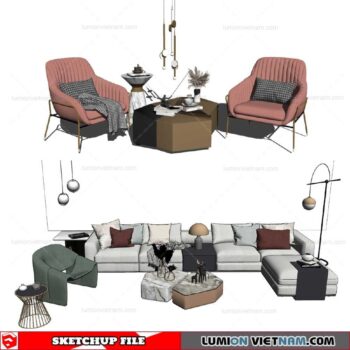 Sofa Set - Sketchup Models By Cuong Covua