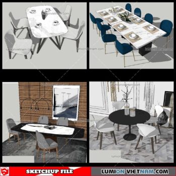 Dining Table Modern Stylist - Sketchup Models By NhaTay