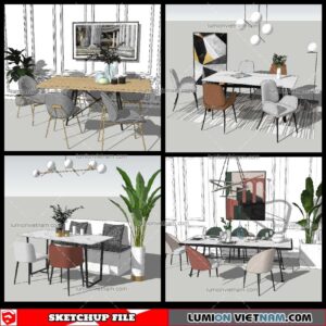 Dining Table Modern Stylist - Sketchup Models By NhaTay
