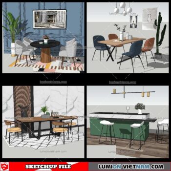 Dining Table Modern Stylist - Sketchup Models By NhaTay