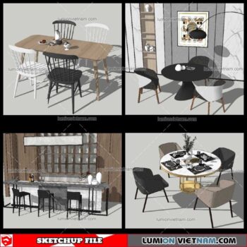 Dining Table Modern Stylist - Sketchup Models By NhaTay