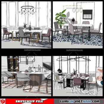 Dining Table Modern Stylist - Sketchup Models By NhaTay