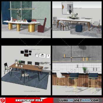 Dining Table Modern Stylist - Sketchup Models By NhaTay