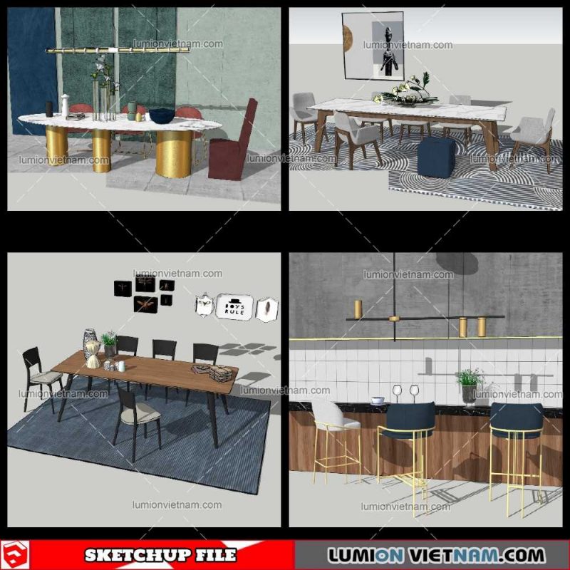 Dining Table Modern Stylist - Sketchup Models By NhaTay