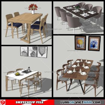 Dining Table Modern Stylist - Sketchup Models By NhaTay