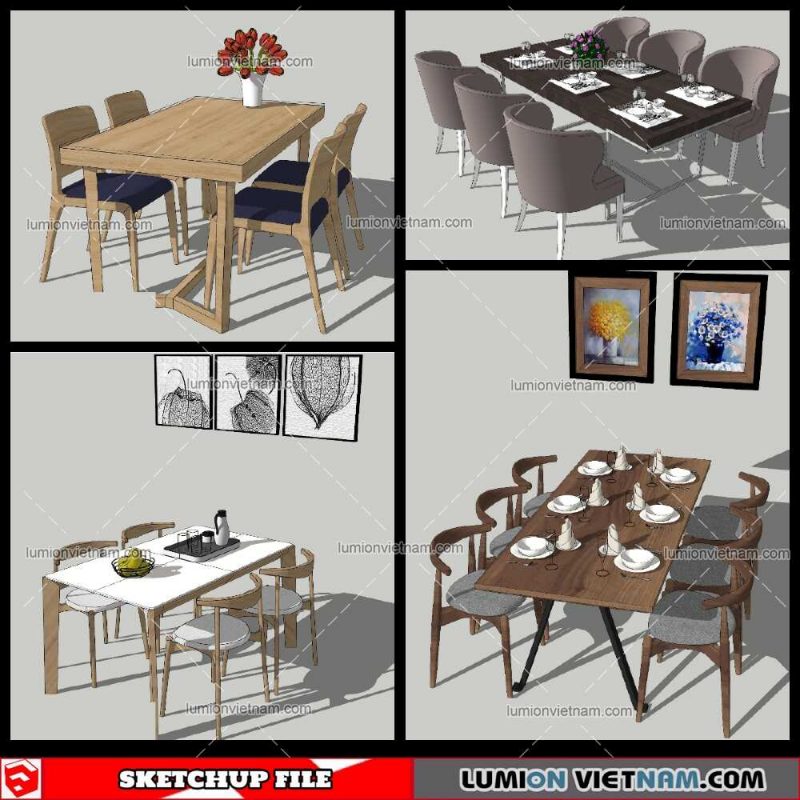 Dining Table Modern Stylist - Sketchup Models By NhaTay