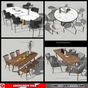 Dining Table Modern Stylist - Sketchup Models By NhaTay