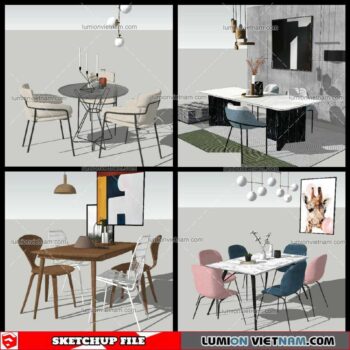 Dining Table Modern Stylist - Sketchup Models By NhaTay