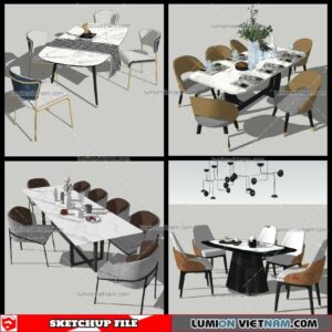 Dining Table Modern Stylist - Sketchup Models By NhaTay
