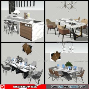Dining Table Modern Stylist - Sketchup Models By NhaTay