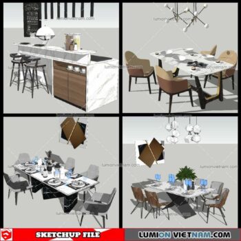 Dining Table Modern Stylist - Sketchup Models By NhaTay