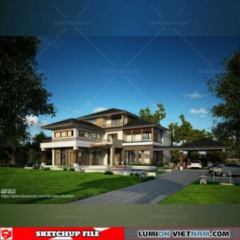 Villa- Sketchup Exterior Scene By Vinh Tran