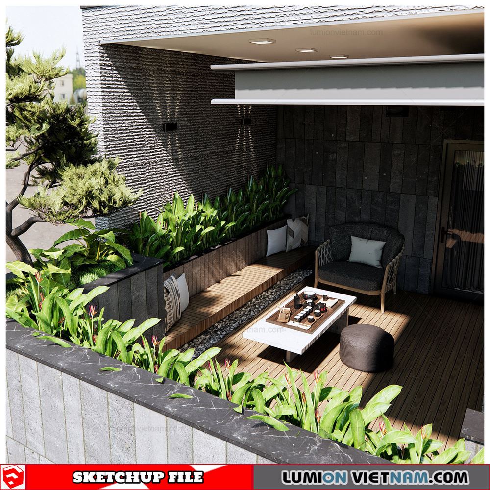 4269 Exterior Balcony- Garden Scene Sketchup Model by Tuan Nguyen 4