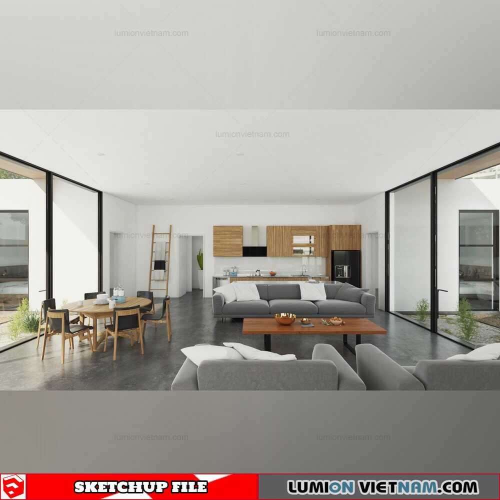 4347-Living--Kitchenroom-Scene-Sketchup-Model-By-Dao-Van-Yen