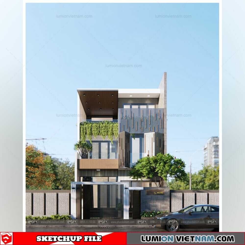 4357-Exterior-House-Scene-Sketchup-Model-By-Tuan-Nguyen