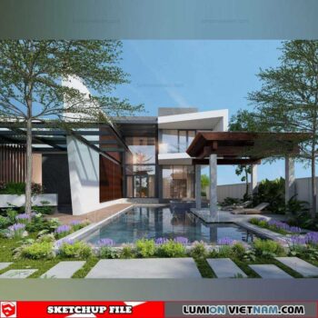 Villa- Sketchup Exterior Scene By Nguyen Ba Nam