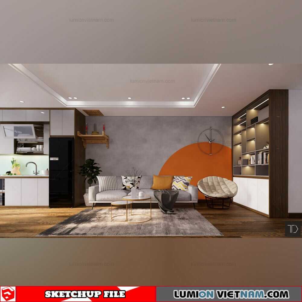 4490-Interior-Living--Kitchenroom-Scene-Sketchup-Model-By-Nghiem-Viet-Thai 1