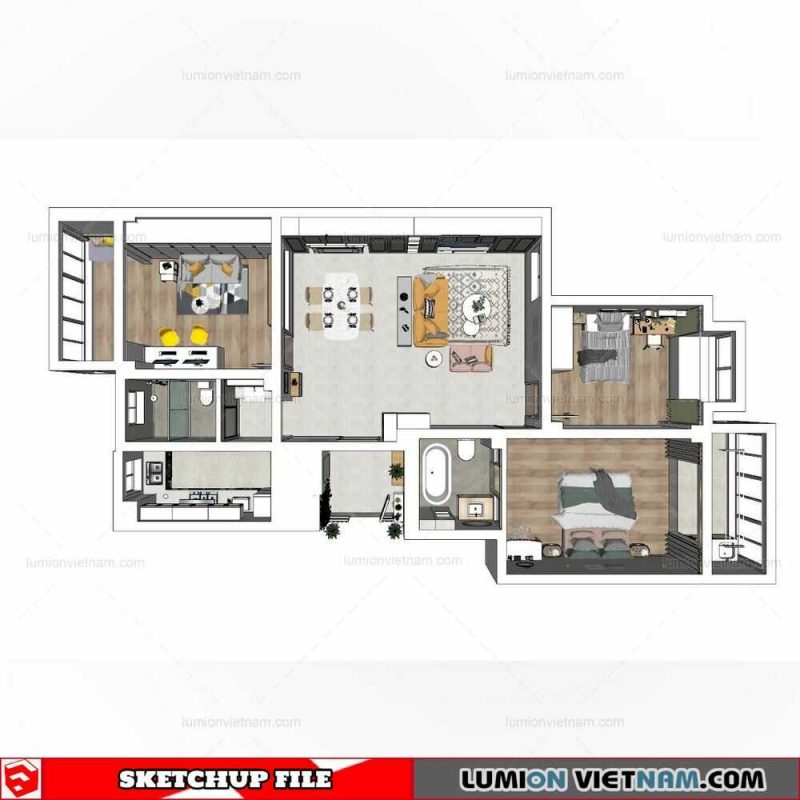 Apartment Room - Sketchup Model