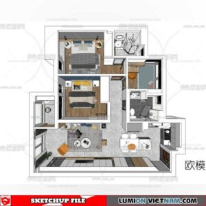 Apartment Room - Sketchup Model