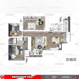 Apartment Room - Sketchup Model
